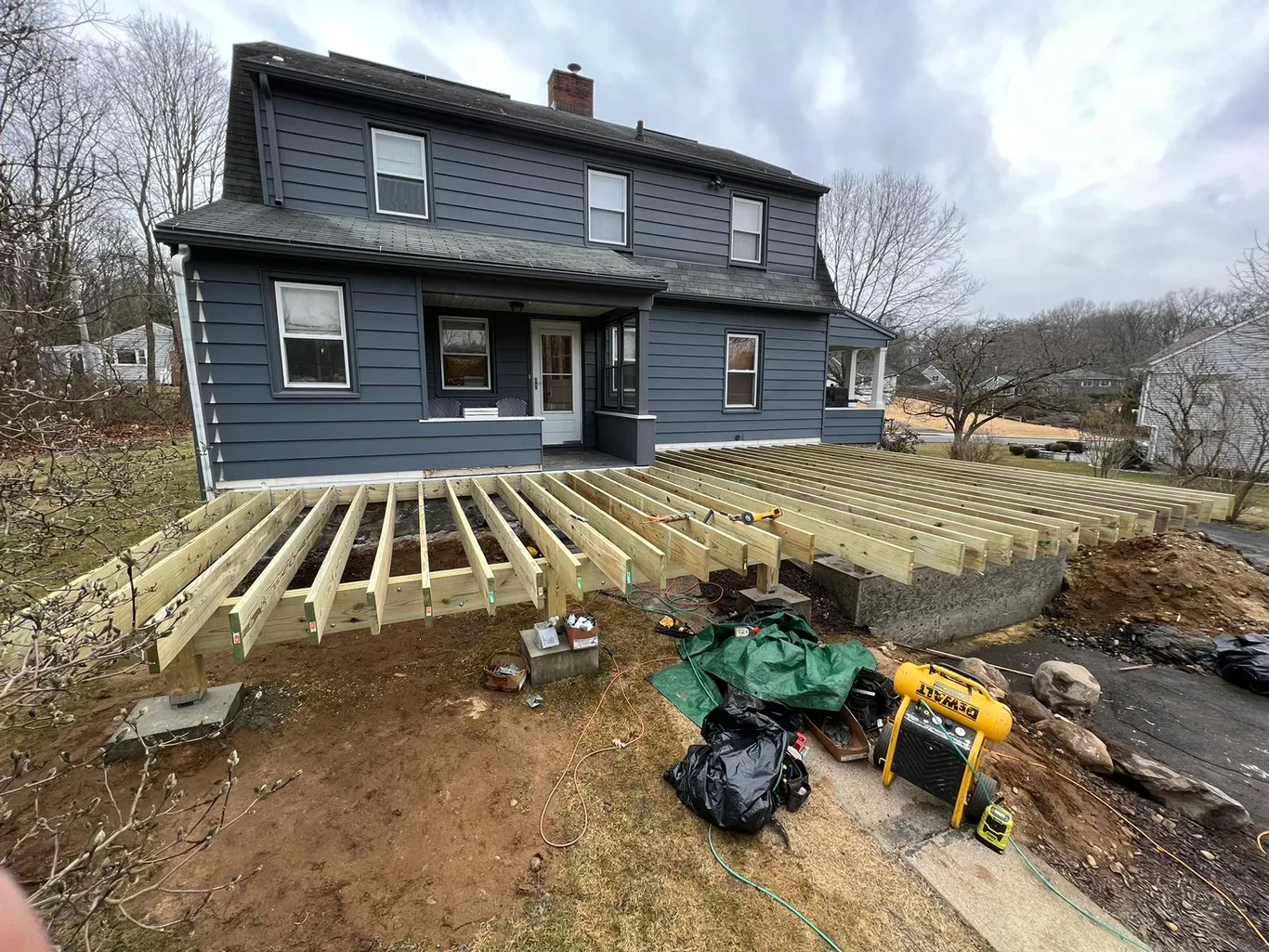 Trex Select project Deck remodeling Deck construction Back yard upgrade Vinyl deck Vinyl decking Composite decking deck builder near me deck contractors near me PT deck with wire rails