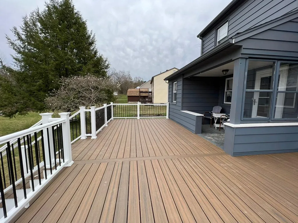 Trex Select project Deck remodeling Deck construction Back yard upgrade Vinyl deck Vinyl decking Composite decking deck builder near me deck contractors near me PT deck with wire rails