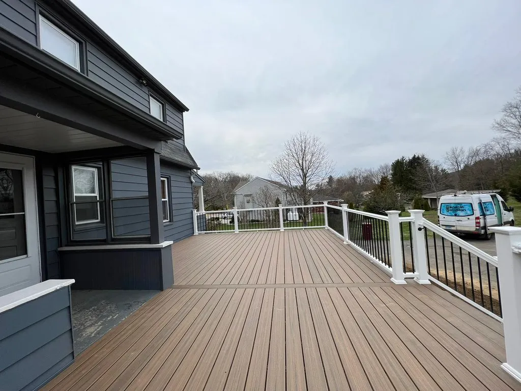 Trex Select project Deck remodeling Deck construction Back yard upgrade Vinyl deck Vinyl decking Composite decking deck builder near me deck contractors near me PT deck with wire rails