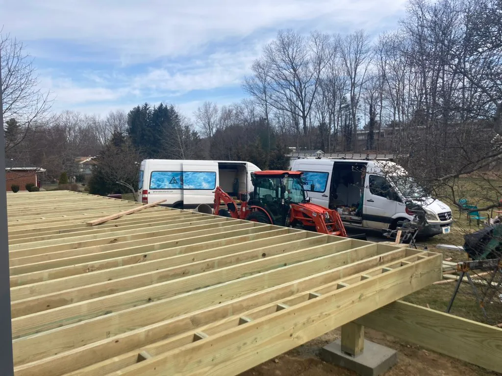 Trex Select project Deck remodeling Deck construction Back yard upgrade Vinyl deck Vinyl decking Composite decking deck builder near me deck contractors near me PT deck with wire rails