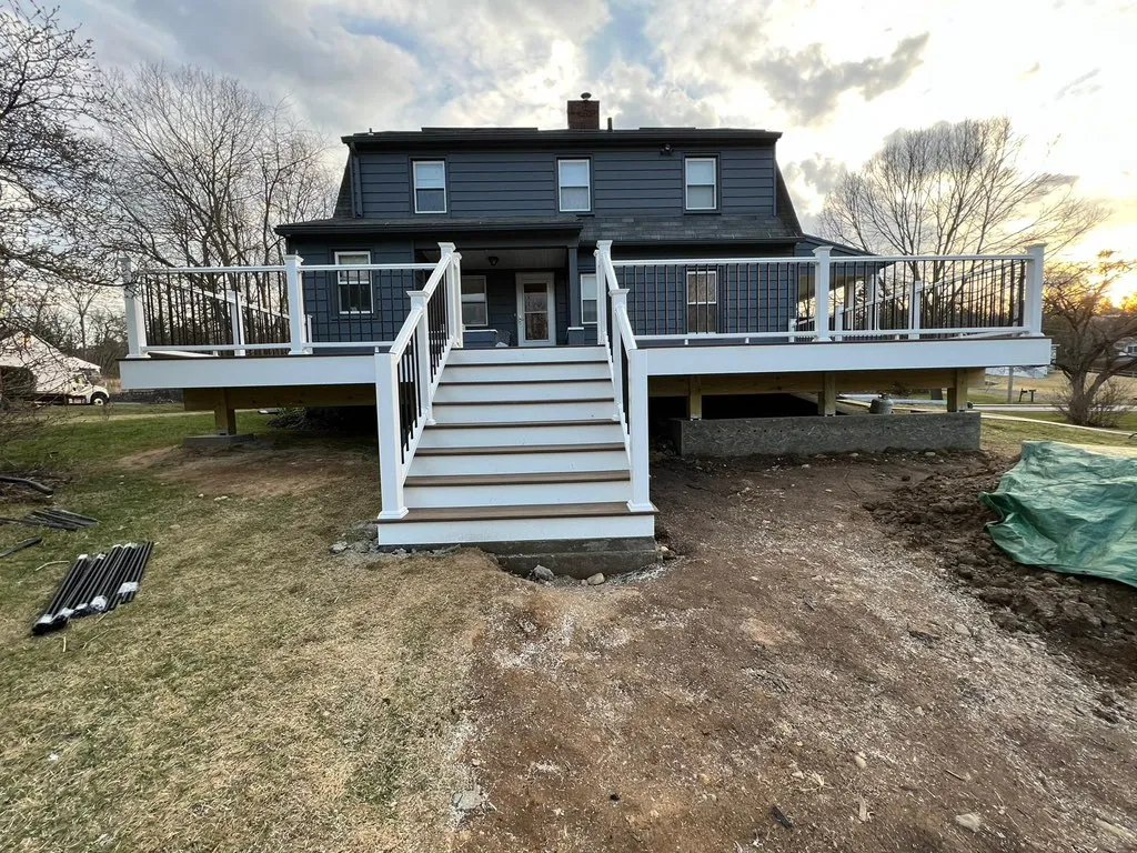 Trex Select project Deck remodeling Deck construction Back yard upgrade Vinyl deck Vinyl decking Composite decking deck builder near me deck contractors near me PT deck with wire rails