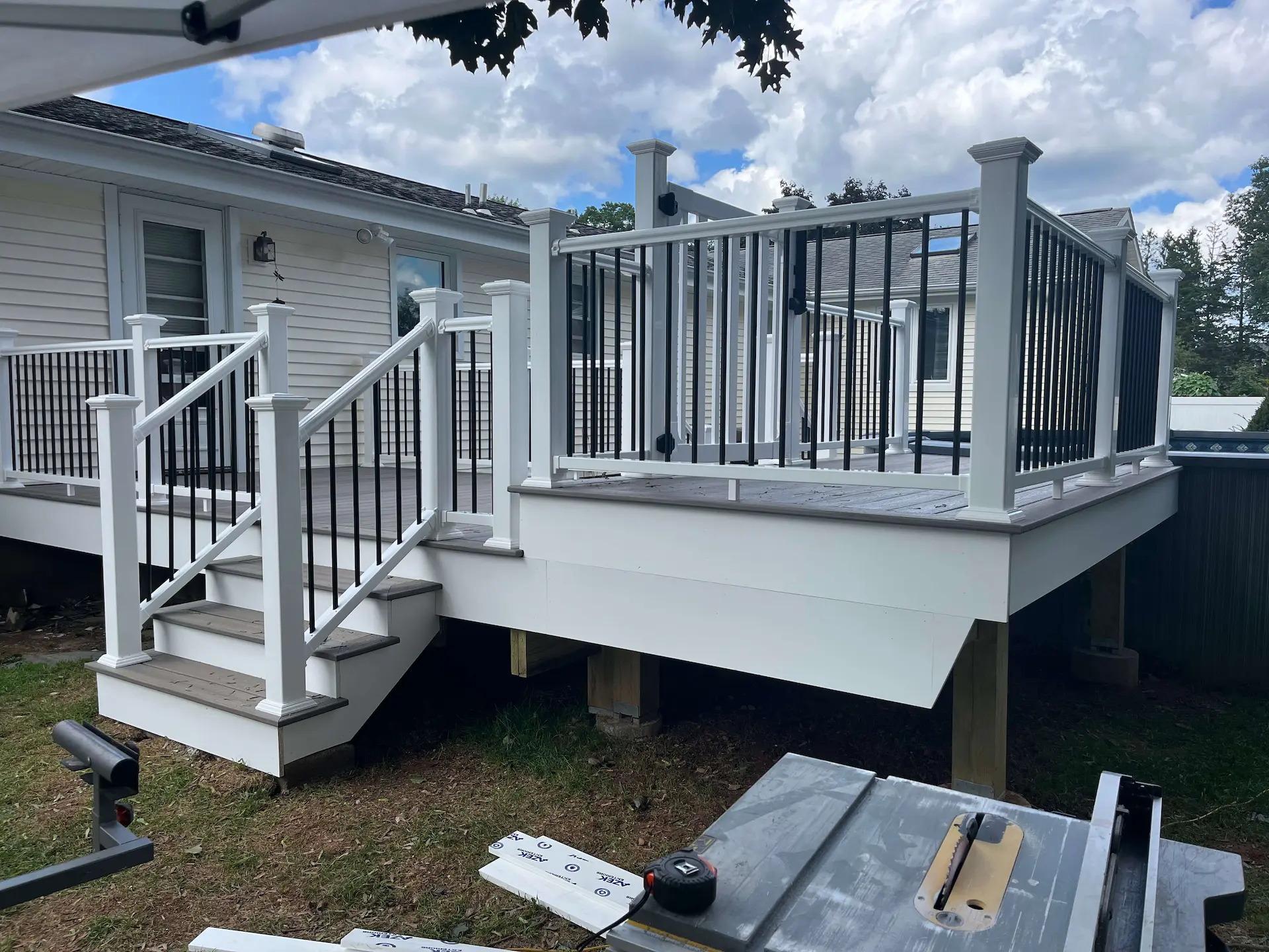 Low maintenance pool deck Deck remodeling Deck construction Back yard upgrade Vinyl deck Vinyl decking Composite decking deck builder near me deck contractors near me Low maintenance deck