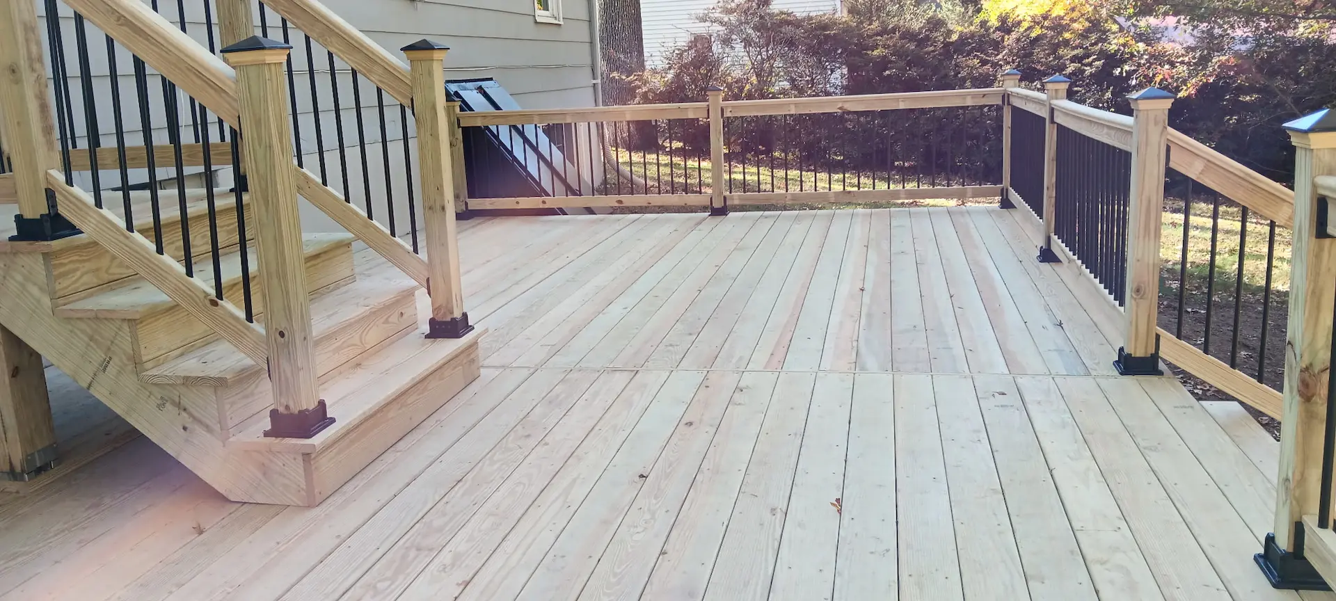 PT deck decent railings Deck remodeling Deck construction Back yard upgrade Vinyl deck Vinyl decking Composite decking deck builder near me deck contractors near me Low maintenance deck