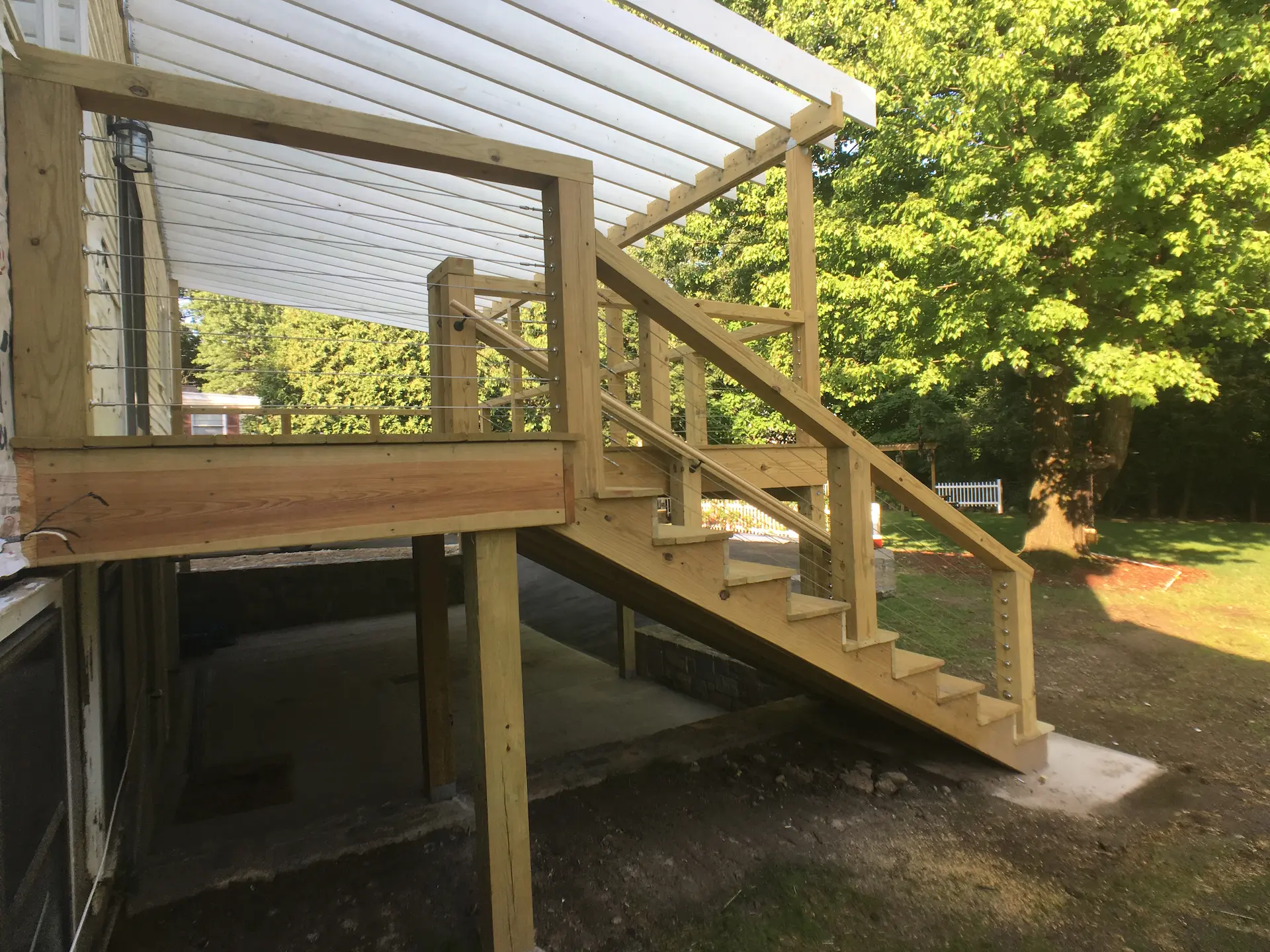 Deck remodeling Deck construction Back yard upgrade Vinyl deck Vinyl decking Composite decking deck builder near me deck contractors near me PT deck with wire rails