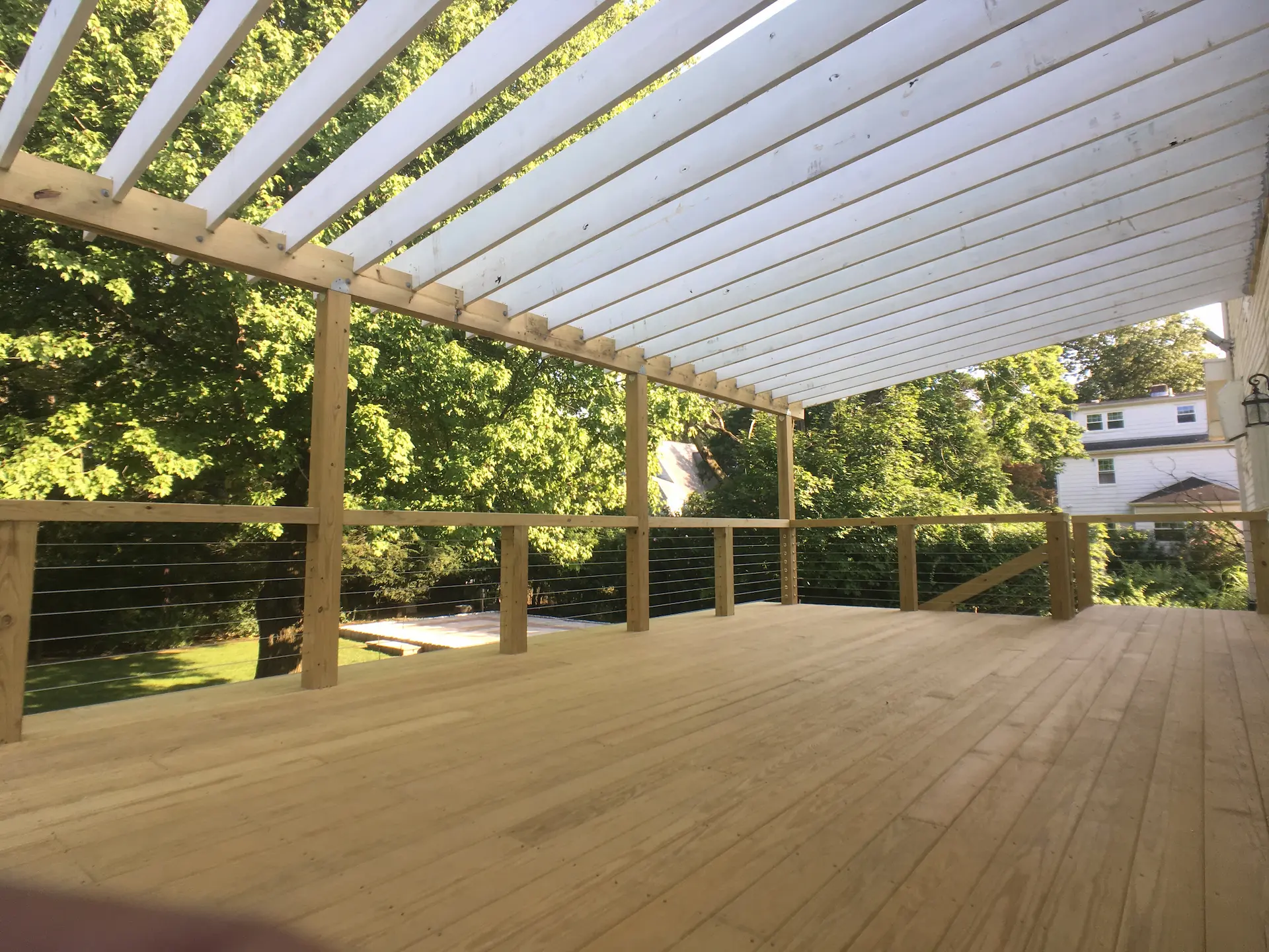 Deck remodeling Deck construction Back yard upgrade Vinyl deck Vinyl decking Composite decking deck builder near me deck contractors near me PT deck with wire rails