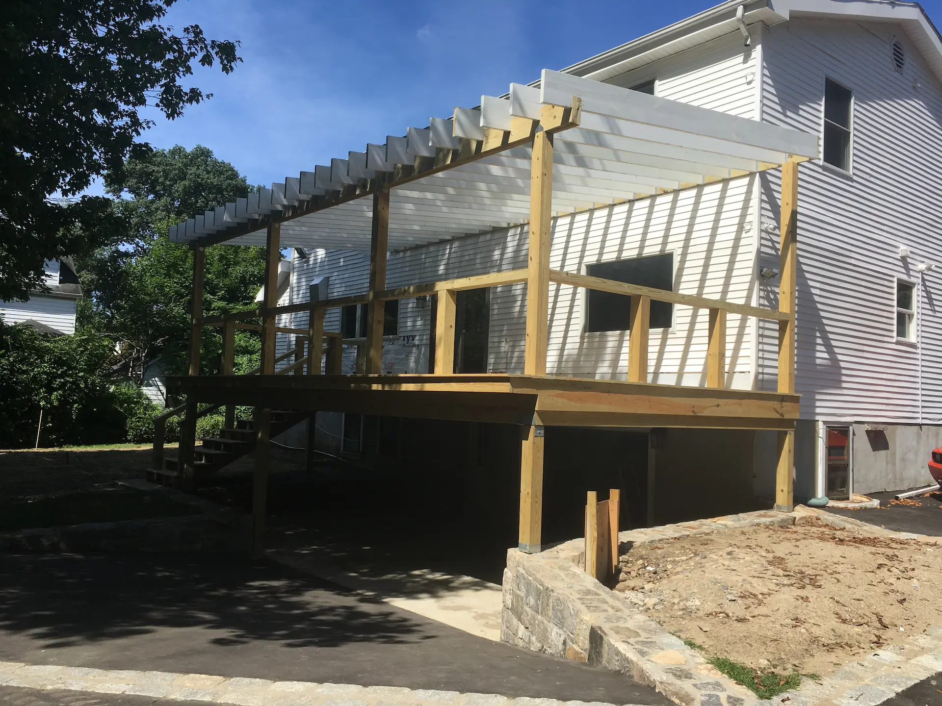 Deck remodeling Deck construction Back yard upgrade Vinyl deck Vinyl decking Composite decking deck builder near me deck contractors near me PT deck with wire rails