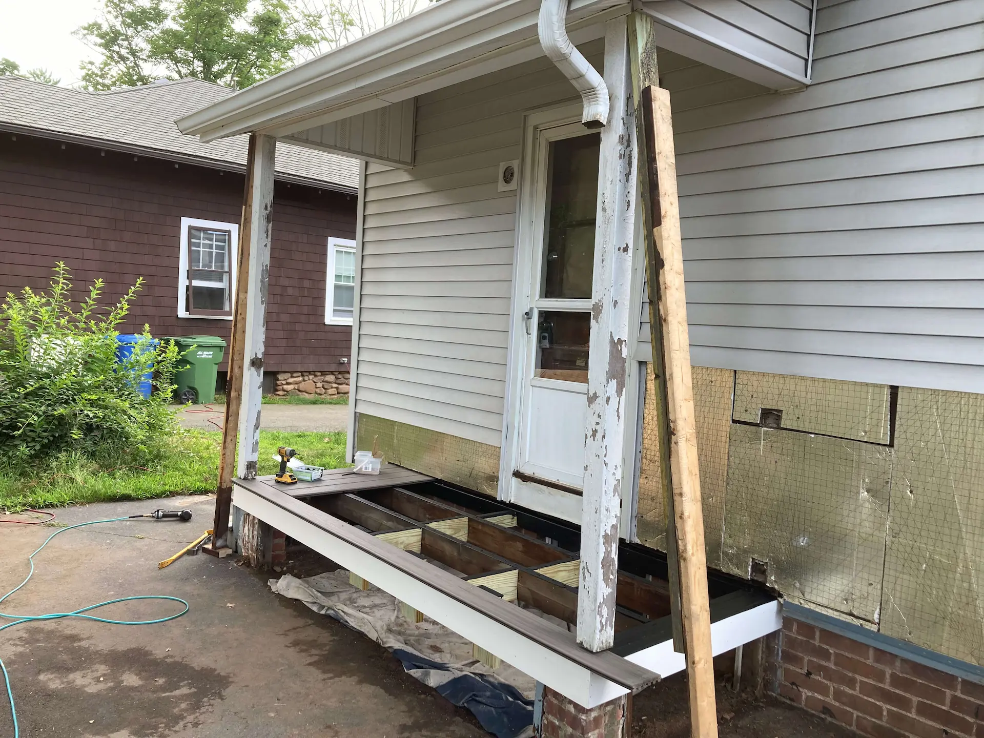 Deck remodeling Deck construction Back yard upgrade Vinyl deck Vinyl decking Composite decking deck builder near me deck contractors near me Trex porch with PVC skirting