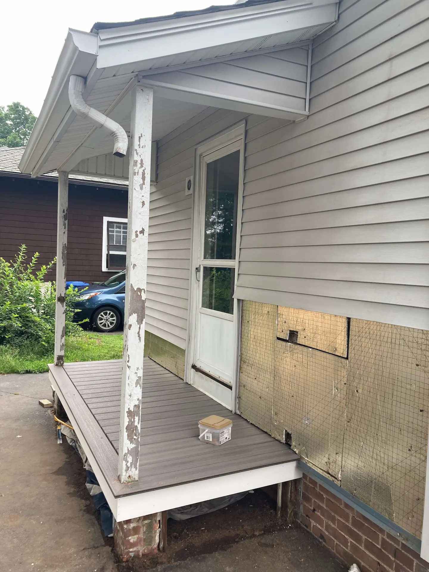 Deck remodeling Deck construction Back yard upgrade Vinyl deck Vinyl decking Composite decking deck builder near me deck contractors near me Trex porch with PVC skirting