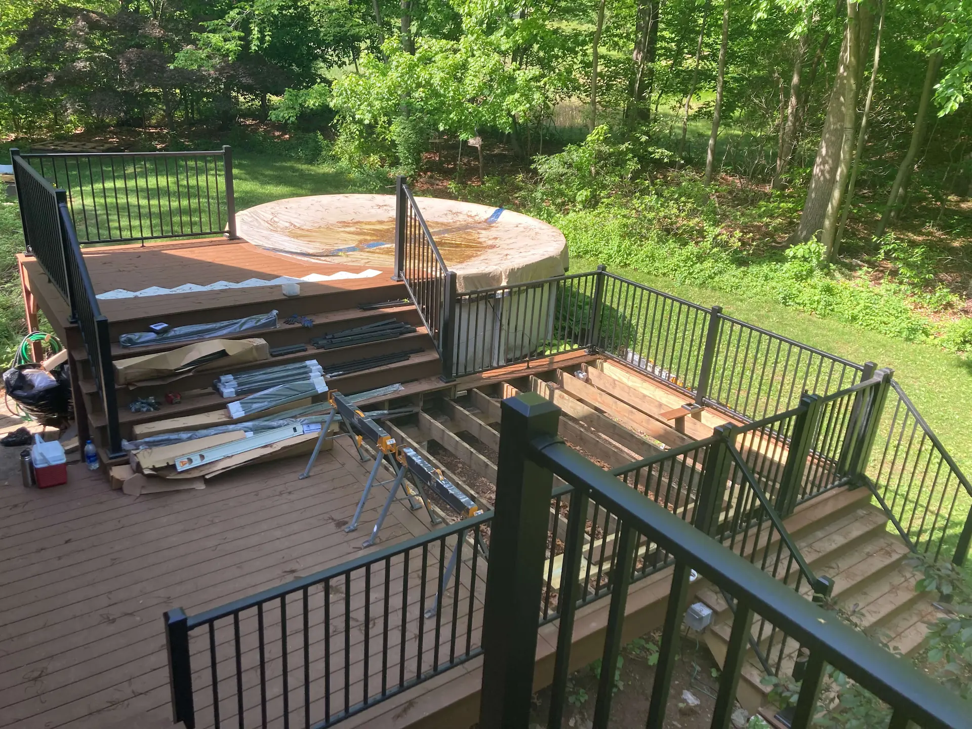 Trex deck aluminum railings Deck remodeling Deck construction Back yard upgrade Vinyl deck Vinyl decking Composite decking deck builder near me deck contractors near me Low maintenance deck