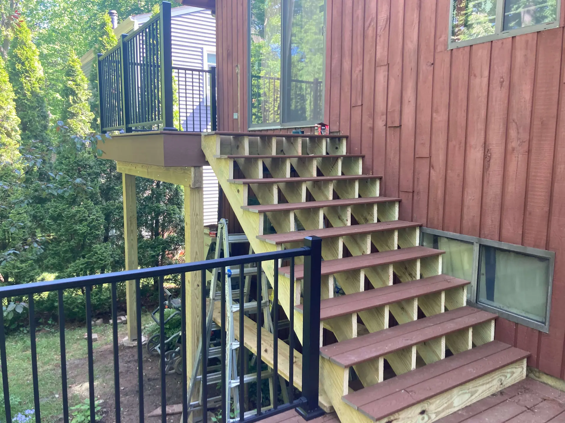 Trex deck aluminum railings Deck remodeling Deck construction Back yard upgrade Vinyl deck Vinyl decking Composite decking deck builder near me deck contractors near me Low maintenance deck