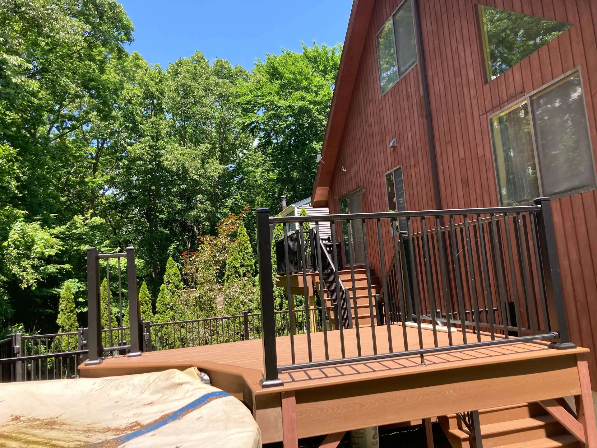 Trex deck aluminum railings Deck remodeling Deck construction Back yard upgrade Vinyl deck Vinyl decking Composite decking deck builder near me deck contractors near me Low maintenance deck