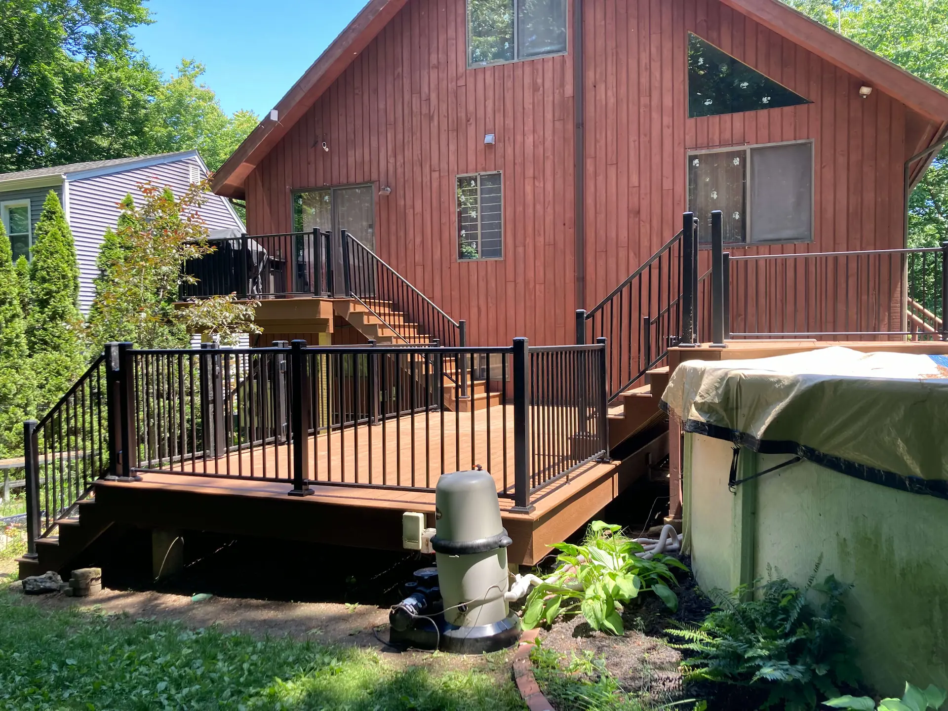 Trex deck aluminum railings Deck remodeling Deck construction Back yard upgrade Vinyl deck Vinyl decking Composite decking deck builder near me deck contractors near me Low maintenance deck
