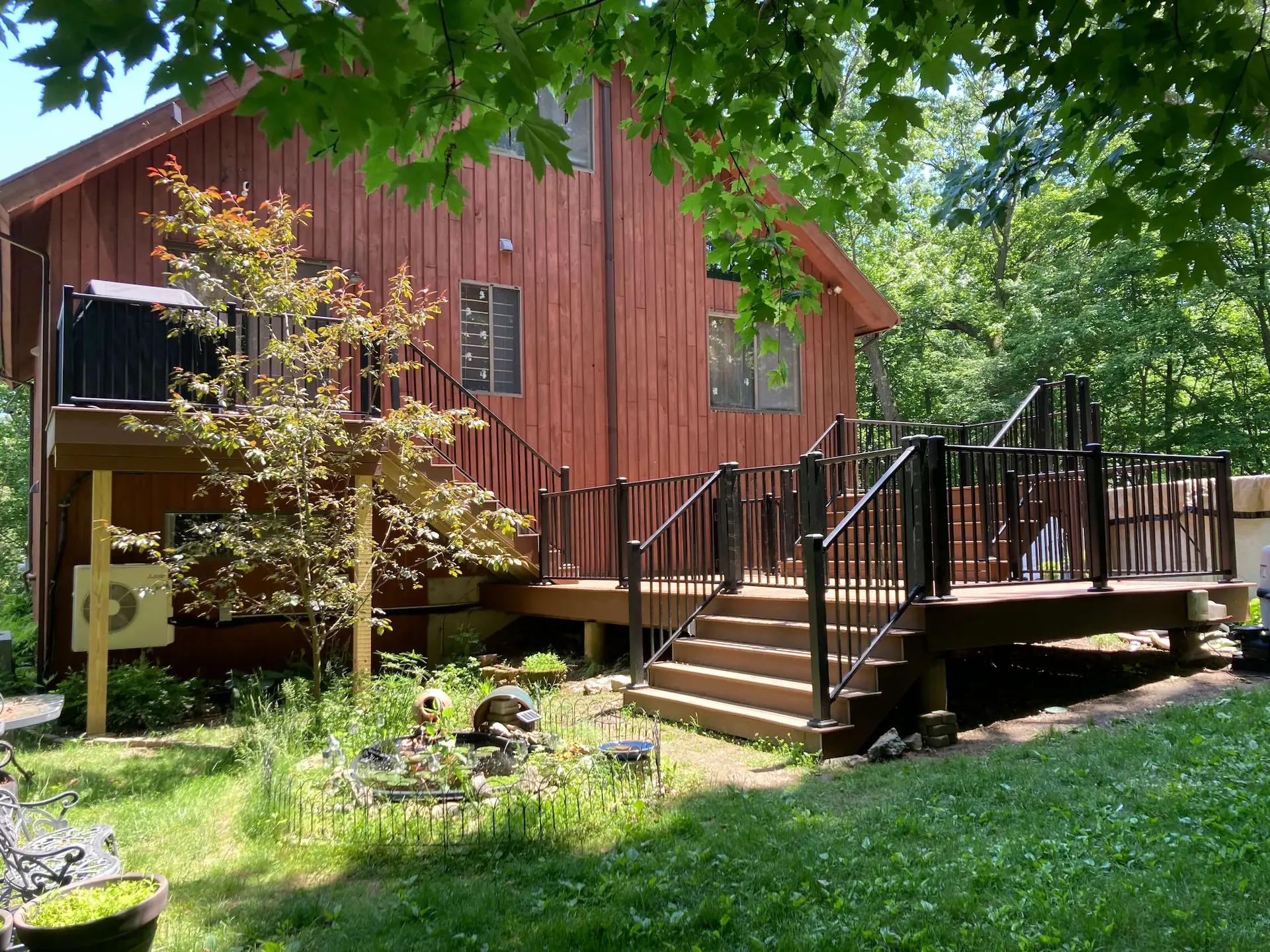 Trex deck aluminum railings Deck remodeling Deck construction Back yard upgrade Vinyl deck Vinyl decking Composite decking deck builder near me deck contractors near me Low maintenance deck