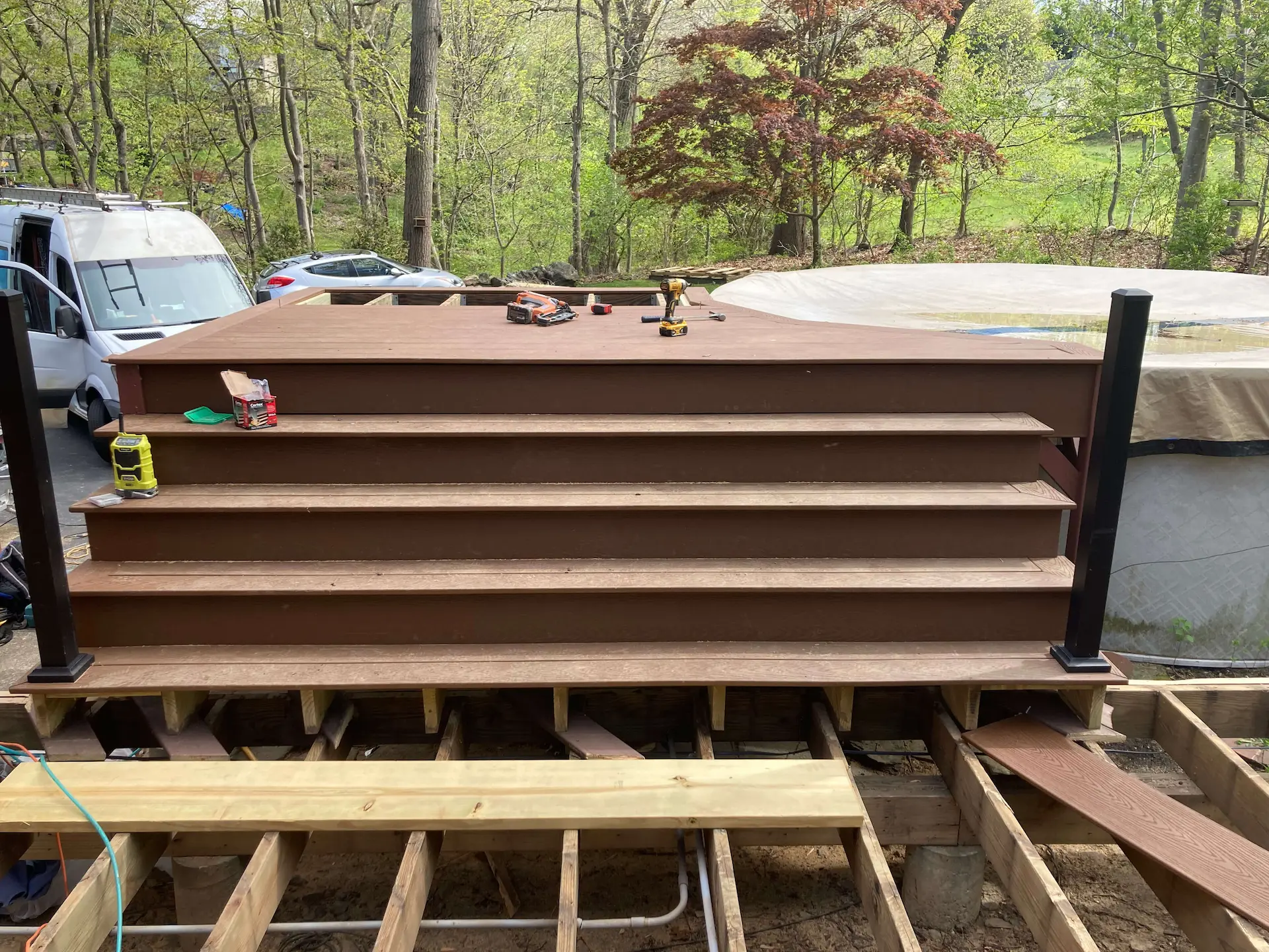Trex deck aluminum railings Deck remodeling Deck construction Back yard upgrade Vinyl deck Vinyl decking Composite decking deck builder near me deck contractors near me Low maintenance deck
