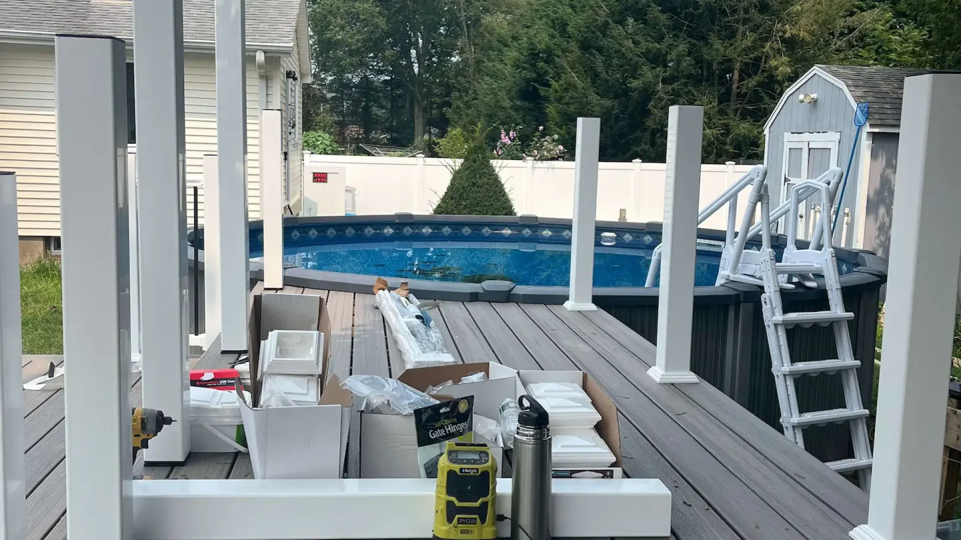 Low maintenance pool deck Deck remodeling Deck construction Back yard upgrade Vinyl deck Vinyl decking Composite decking deck builder near me deck contractors near me Low maintenance deck