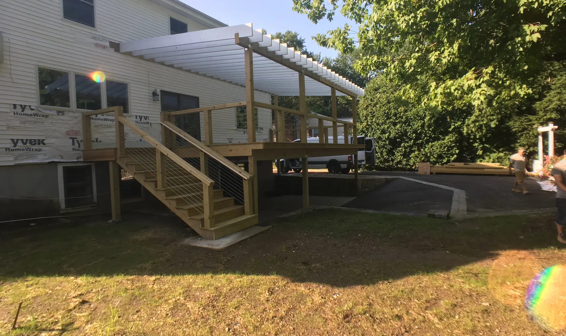 Deck remodeling Deck construction Back yard upgrade Vinyl deck Vinyl decking Composite decking deck builder near me deck contractors near me PT deck with wire rails