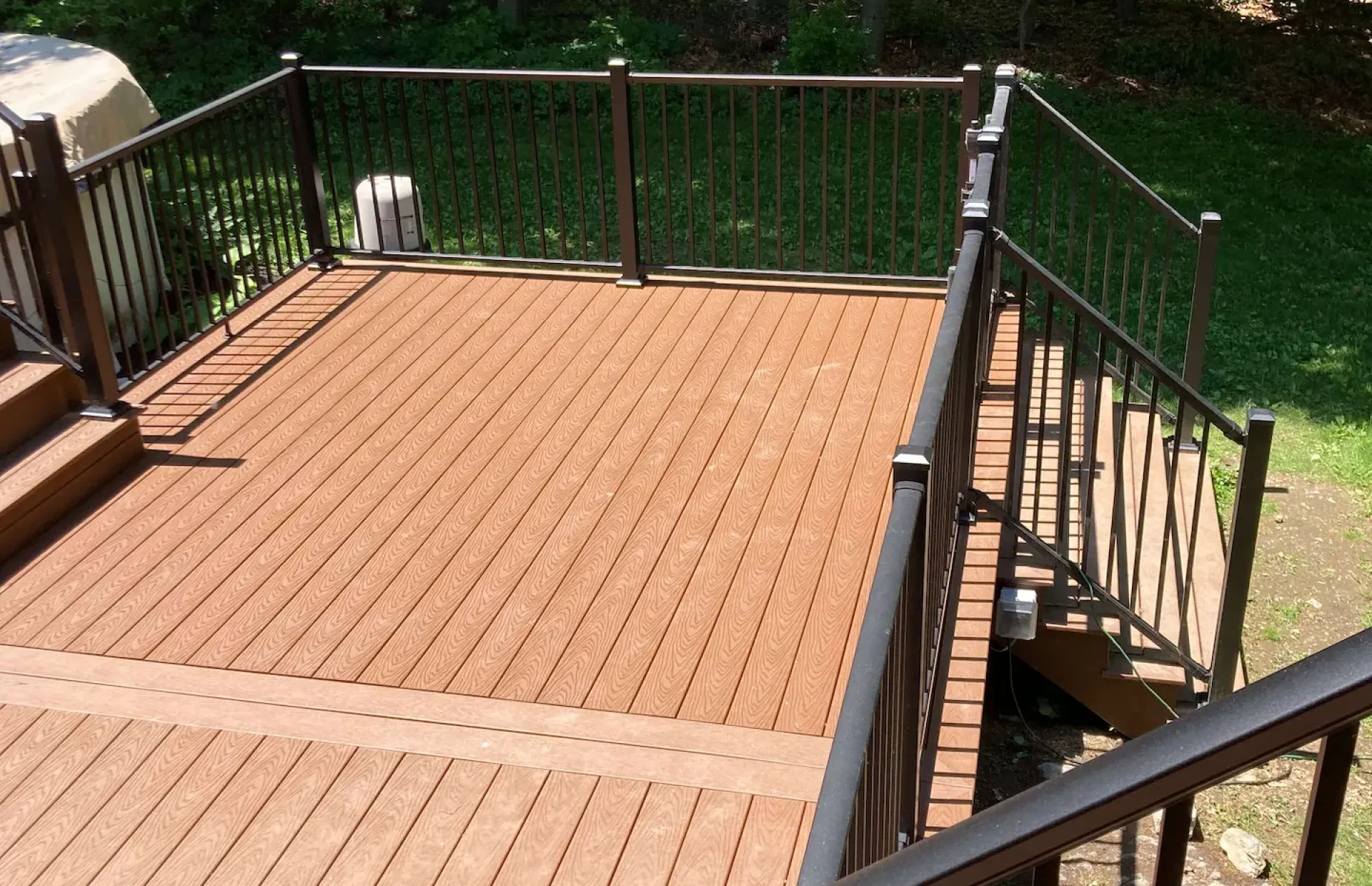 Trex deck aluminum railings Deck remodeling Deck construction Back yard upgrade Vinyl deck Vinyl decking Composite decking deck builder near me deck contractors near me Low maintenance deck