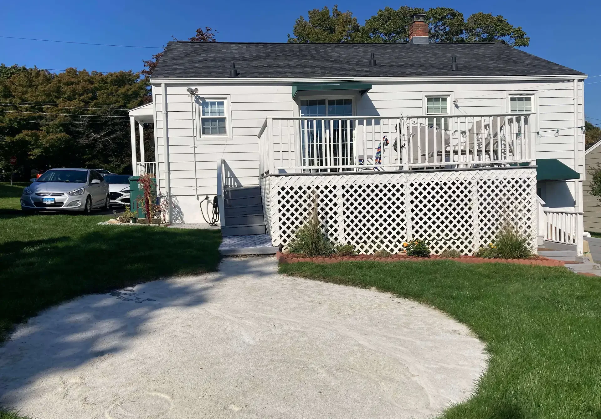 Enhance with square lattice Deck remodeling Deck construction Back yard upgrade Vinyl deck Vinyl decking Composite decking deck builder near me deck contractors near me PT deck with wire rails