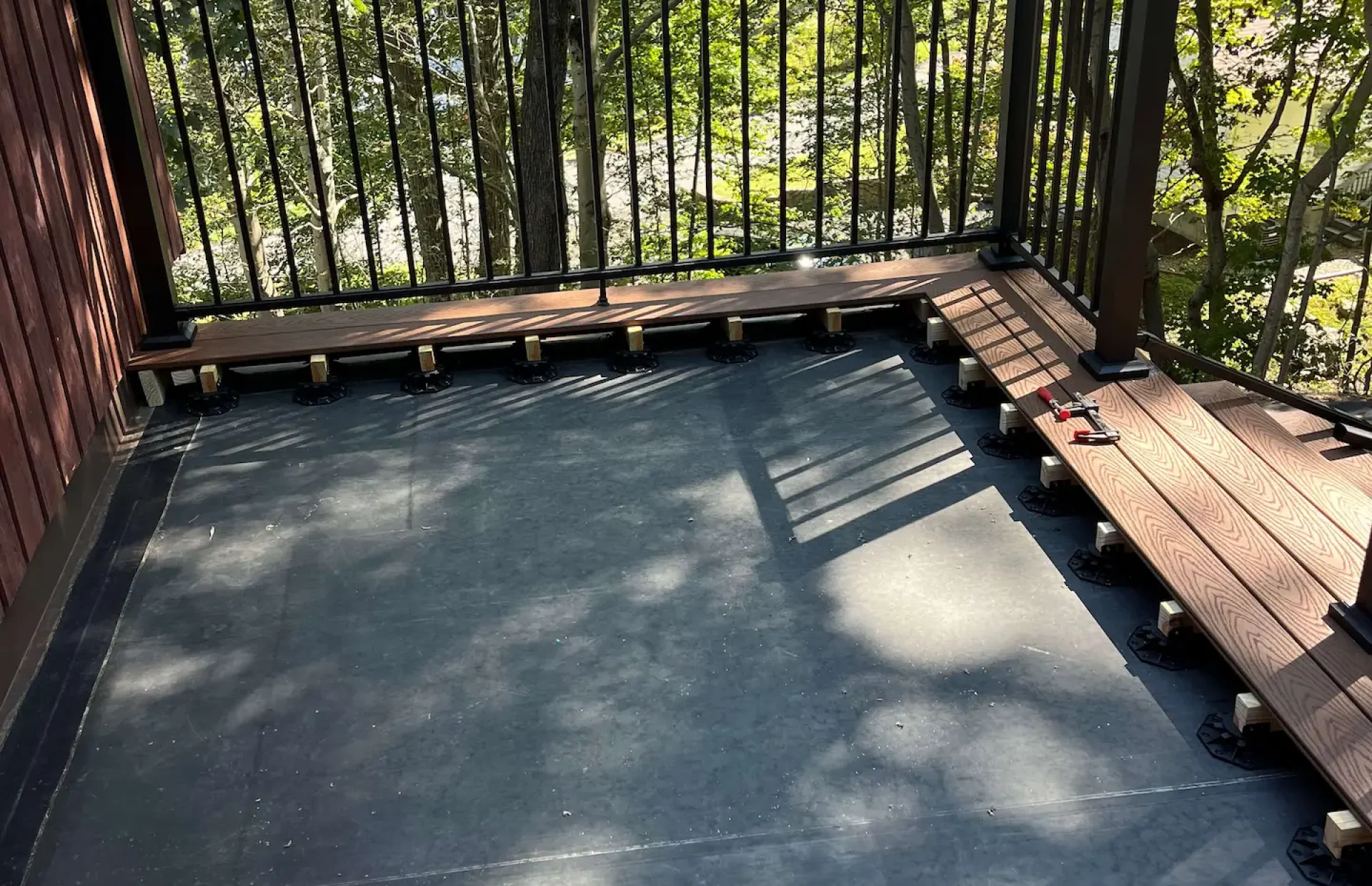 Roof top deck on pedestals Deck remodeling Deck construction Back yard upgrade Vinyl deck Vinyl decking Composite decking deck builder near me deck contractors near me Low maintenance deck